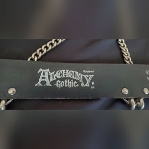 ALCHEMY GOTHIC Unique chain black goth belt made in England leather
